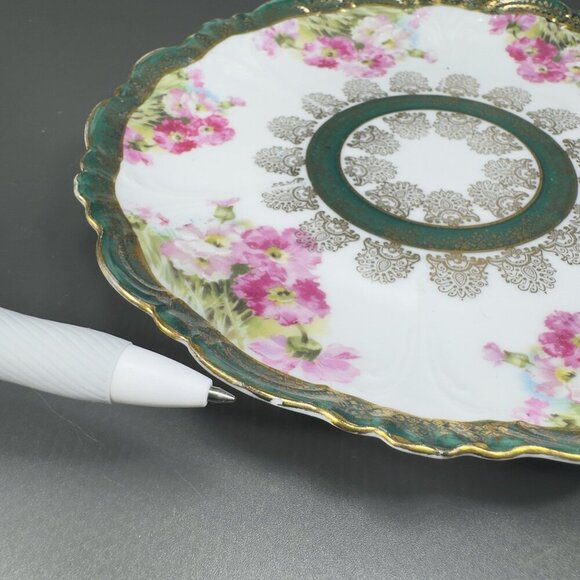 Eleanor China Co Austria Porcelain Plate Dish Set 4 Flowers Gold Gild Vintage - Picture 6 of 16